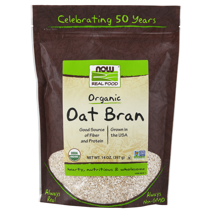 Now Real Food Oat Bran Organic 14oz - 5951 - 4 Pack