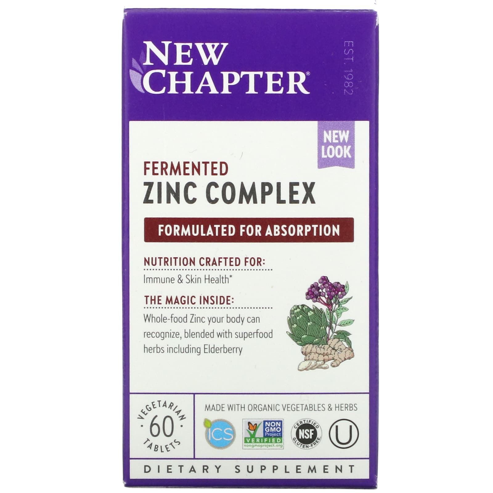 New Chapter Fermented Zinc Complex 60 Tablets