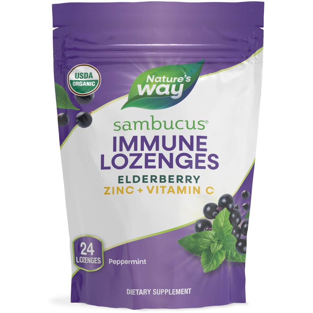 Nature's Way Sambucus Organic Zinc Peppermint 24 Lozenges