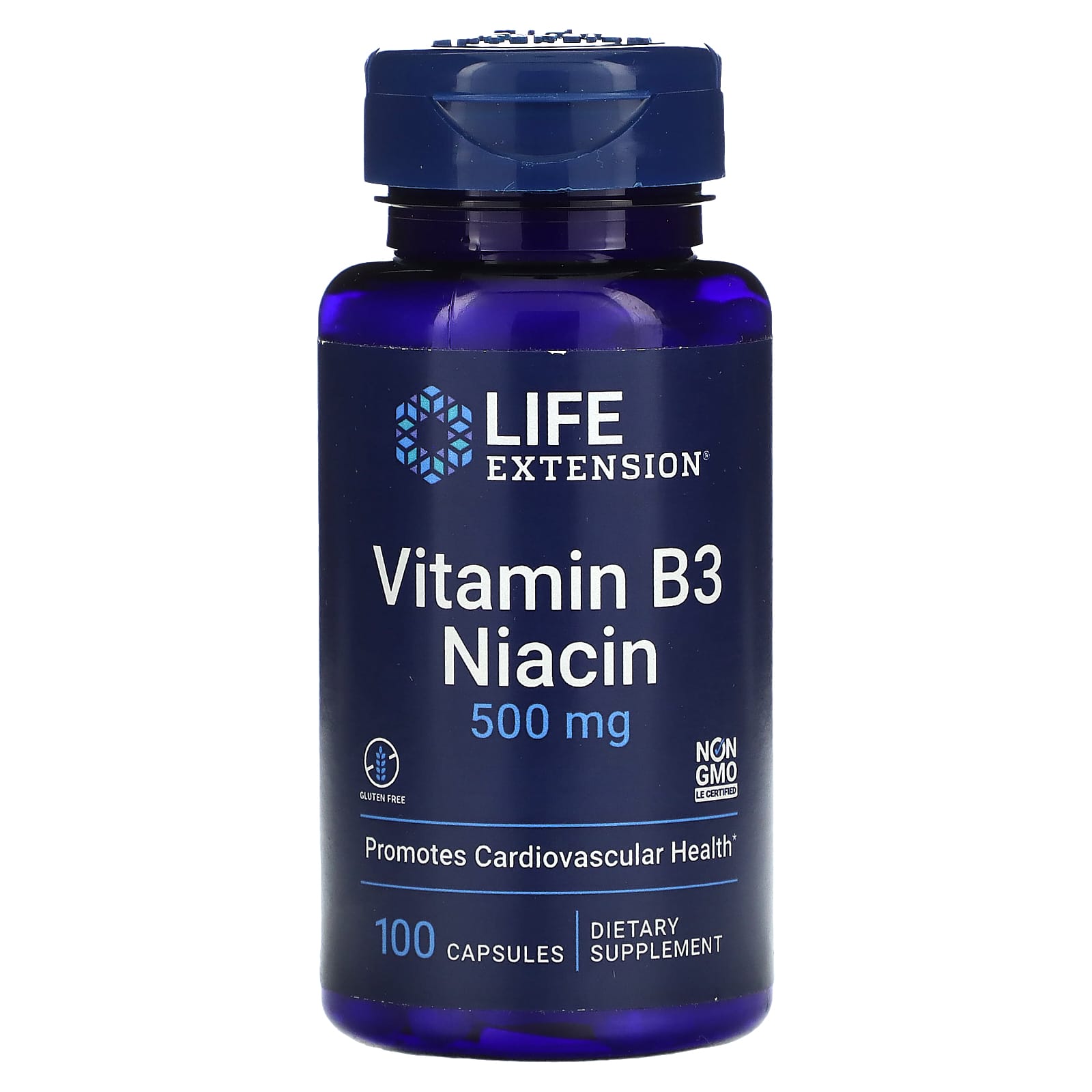 Life Extension Vitaamin B3 Niacin 500 mg 100 Capsules - 3 Pack
