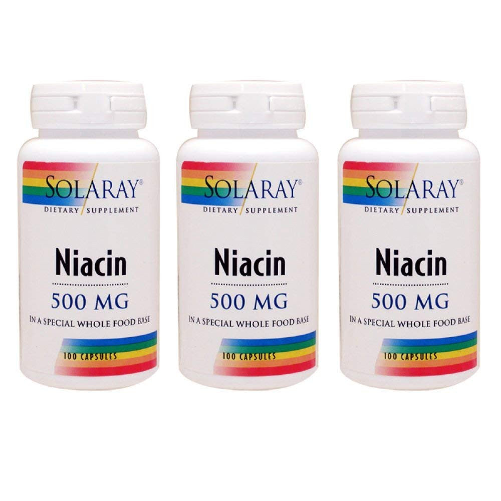 Solaray Niacin 500mg 100 Vcaps - 3 Pack
