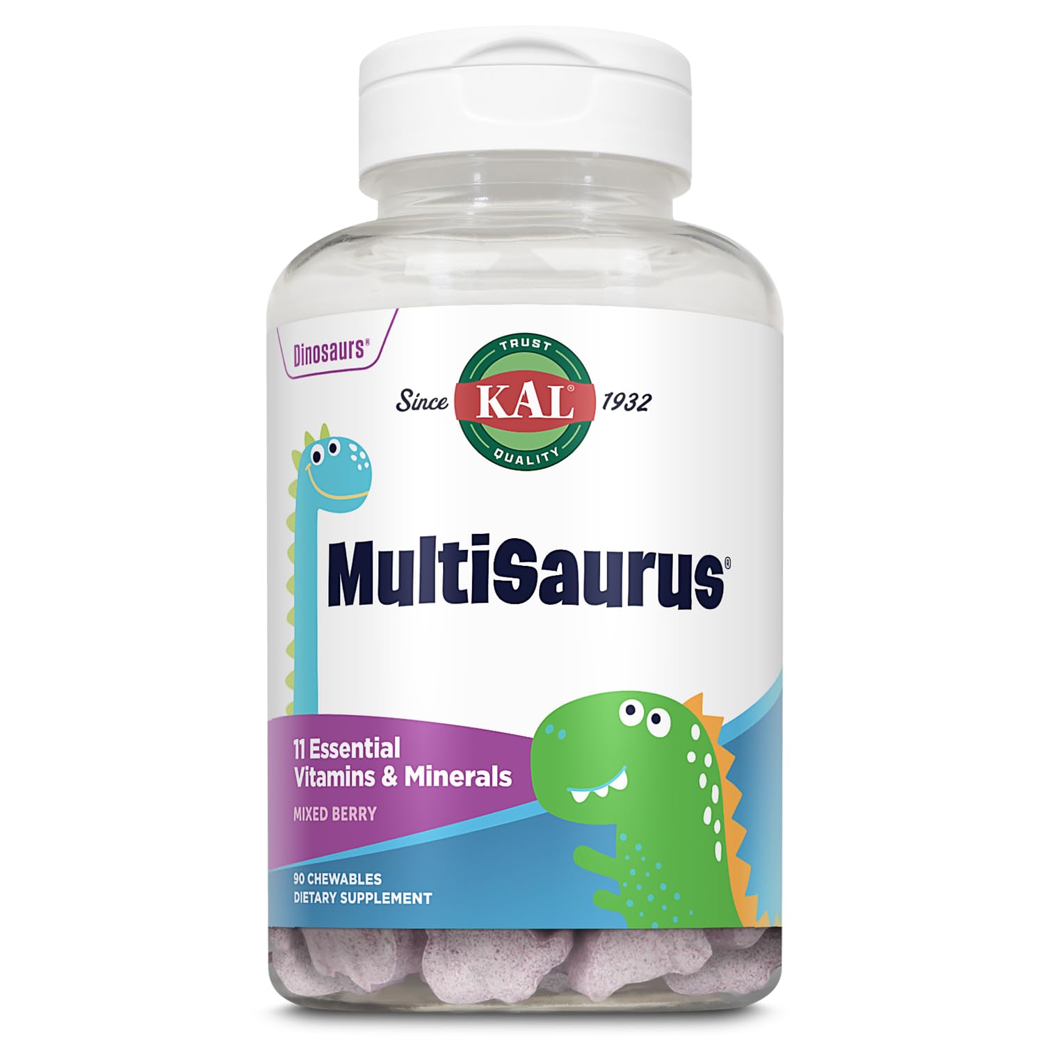 Kal - Dinosaurs Multisaurus Vitamins & Minerals Mixed Berry - 90 Chewable Tablets  PN 60212