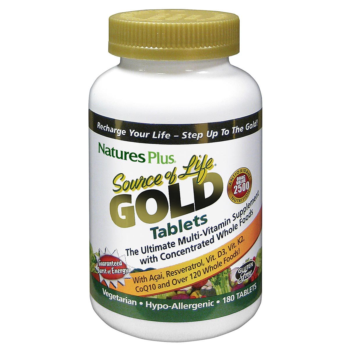 Natures Plus - Source of Life Gold Tablets Ultimate Multi-Vitamin with Concentrated Whole Foods - 180 Tablets