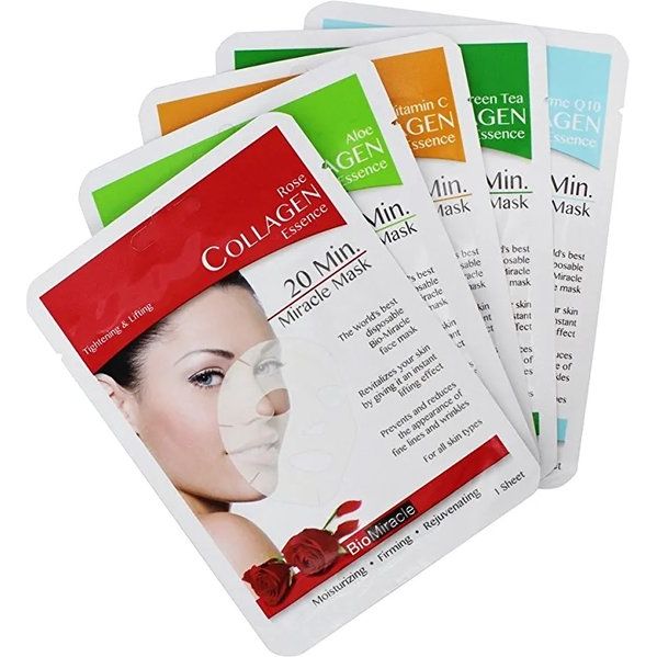 BioMiracle - 20 Minute Miracle Assorted Collagen Essence Facial Sheet Mask - 5 Count