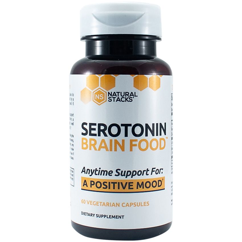 Natural Stacks - Serotonin Brain Food Positive Mood Support - 60 Vegetarian Capsules