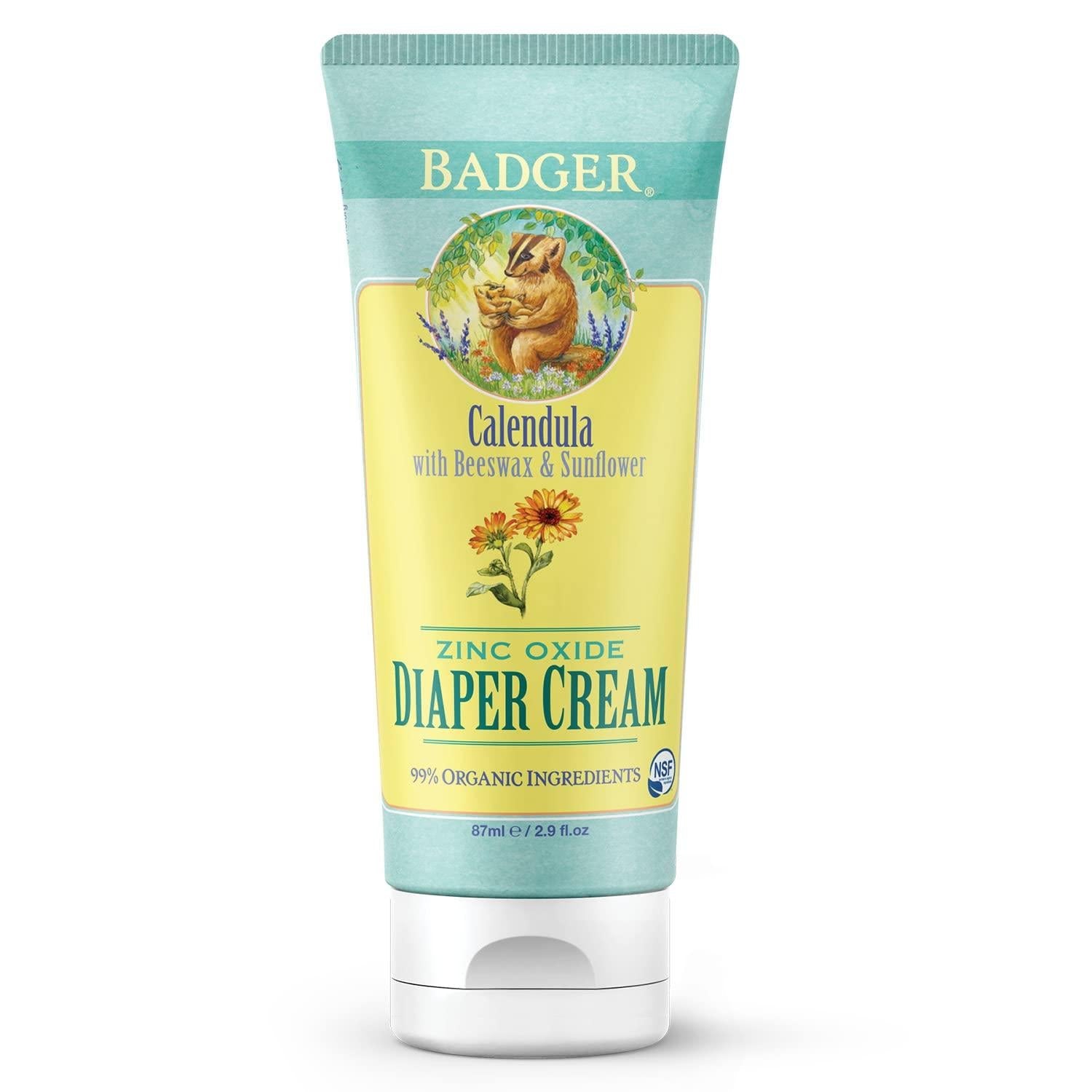Badger - Diaper Cream Zinc Oxide Calendula with Beeswax & Sunflower - 2.9 fl. oz. - 2 Pack