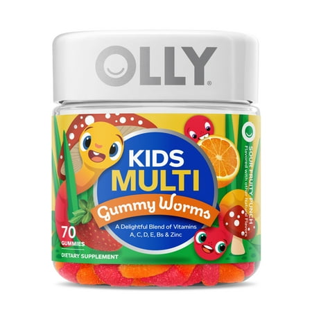 Olly - Kids Multi Gummy Worms Sour Fruity Punch - 70 Gummies