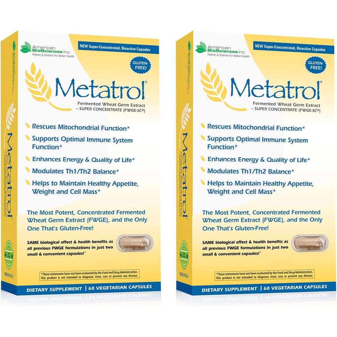 American BioSciences - Metatrol Fermented Wheat Germ Extract - 60 Vcaps - 2 Pack