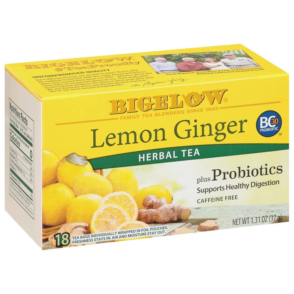 Bigelow Tea - Herb Plus Probiotics Lemon Ginger - 18 Tea Bags - 6 Pack