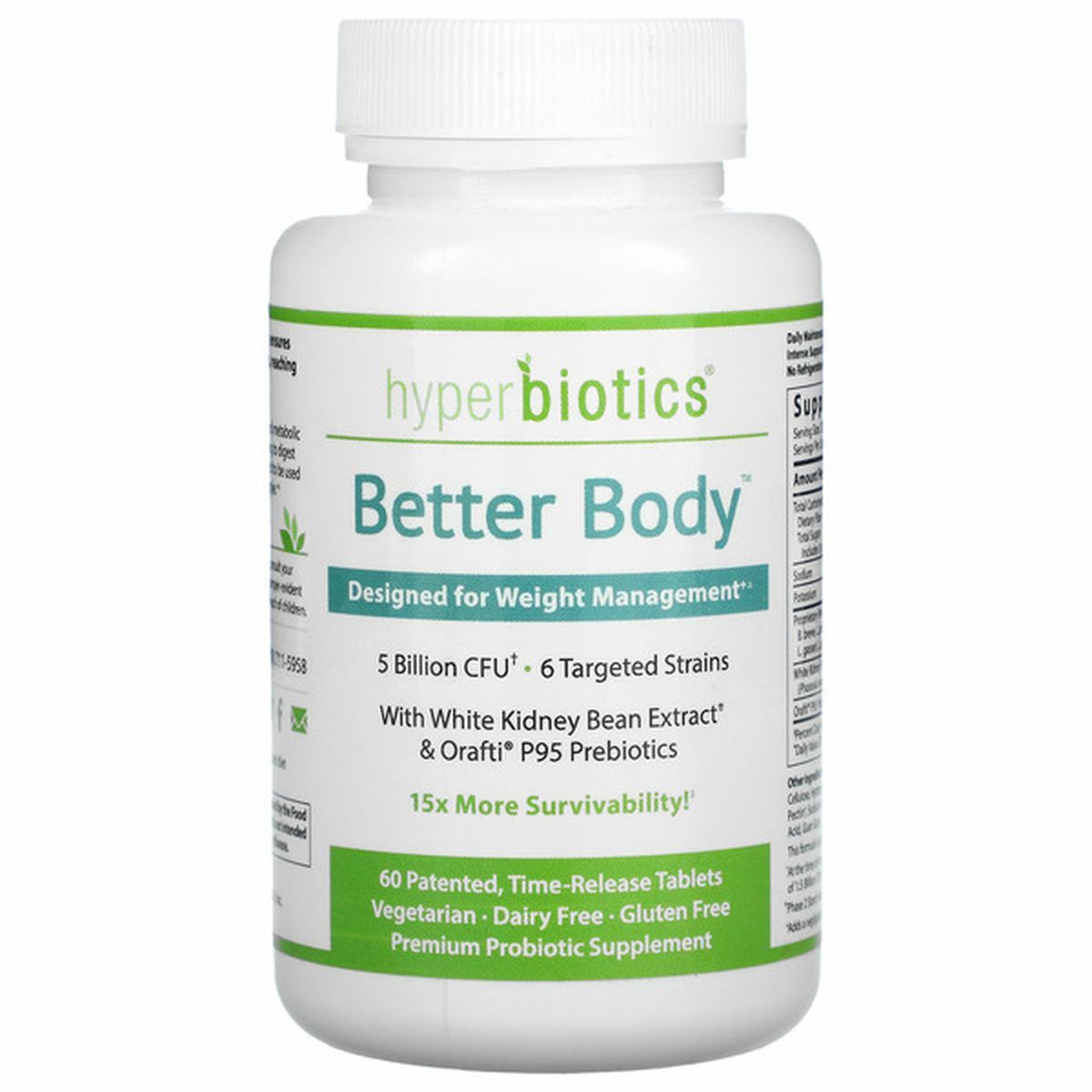 Hyperbiotics - Better Body Probiotic for Weight Loss Support 5 Billion CFU - 60 Tablets