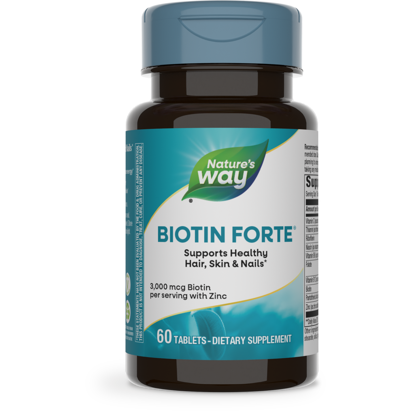 Nature's Way Biotin Forte 3mg with Zinc 60 Tablets - 3 Pack