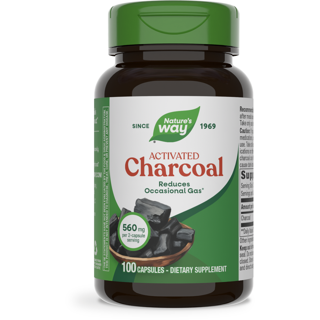 Nature's Way Activated Charcoal 260mg 100 Capsules - 6 Pack