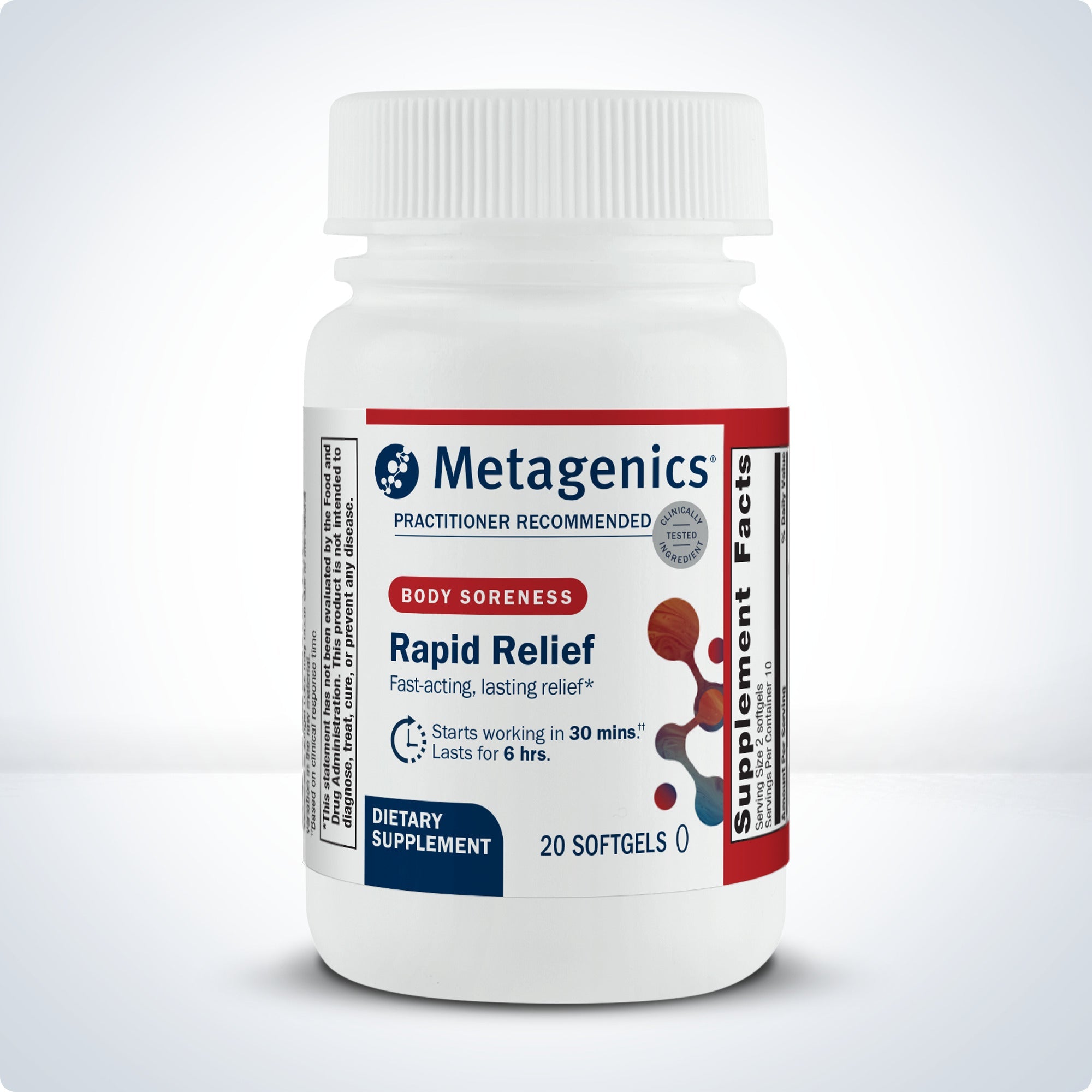Metagenics Rapid Relief - Herbal Supplement for Occasional Discomfort in The Back, Joints & Muscles* - Includes Turmeric & Boswellia Extract - 20 Softgels