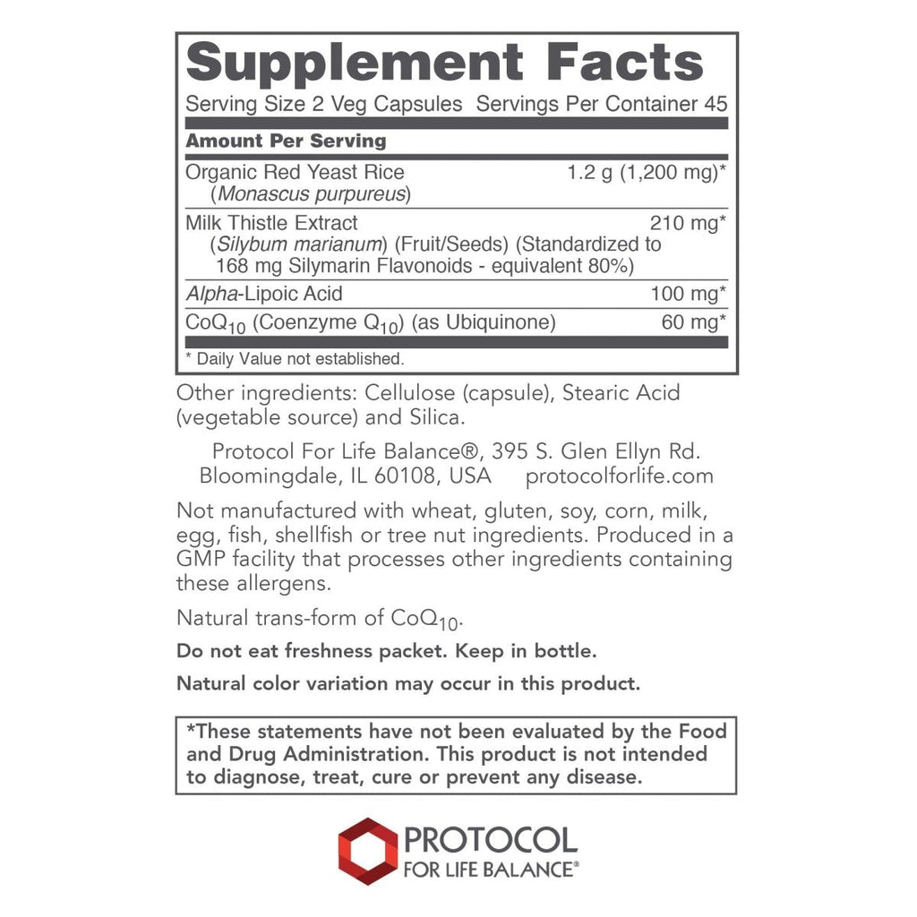 Protocol for Life Balance Red Yeast Rice Plus 600mg 90 Vcaps - P3321