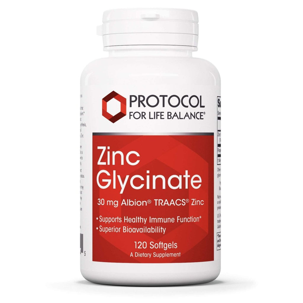 Protocol Zinc Glycinate 30mg - with Albion Traacs Zinc - Zinc Glycinate Supplement - Immune System Support* - Keto Friendly & Dairy Free - 120 Softgels
