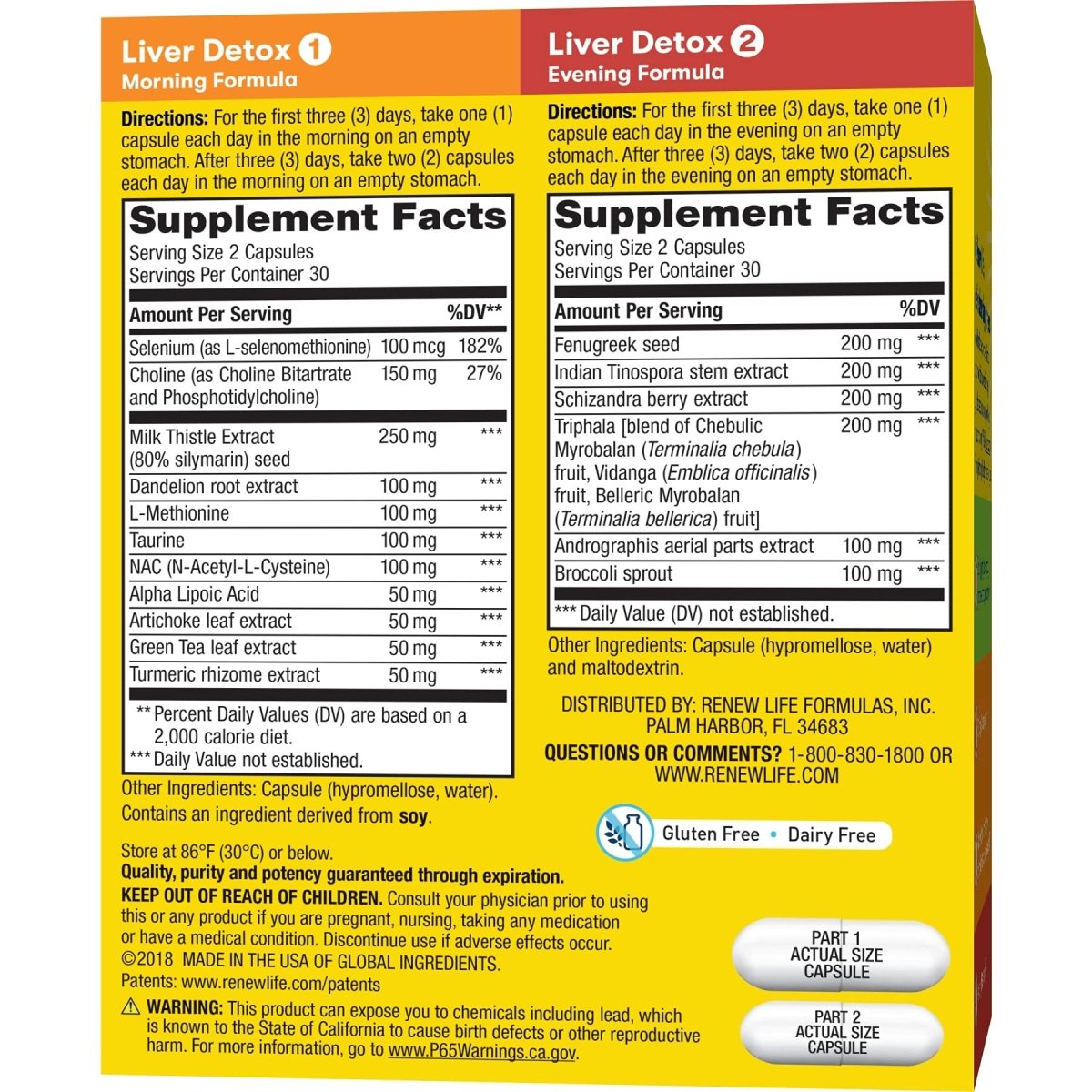 Renew Life Adult Cleanse - Liver Detox - 2-Part, 30-Day Program - Gluten & Dairy Free - 120 Vegetarian Capsules (Package May Vary)