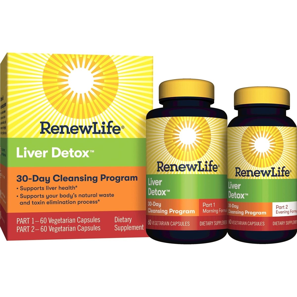 Renew Life Adult Cleanse - Liver Detox - 2-Part, 30-Day Program - Gluten & Dairy Free - 120 Vegetarian Capsules (Package May Vary)