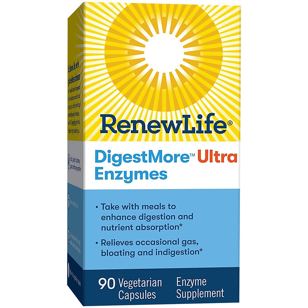 Renew Life Adult Digestive Enzymes, Dietary Supplement Enhances Digestion & Nutrient Absorption, Helps Relieve Gas, Bloating & Indigestion, Dairy, Soy & Gluten Free, 90 Capsules