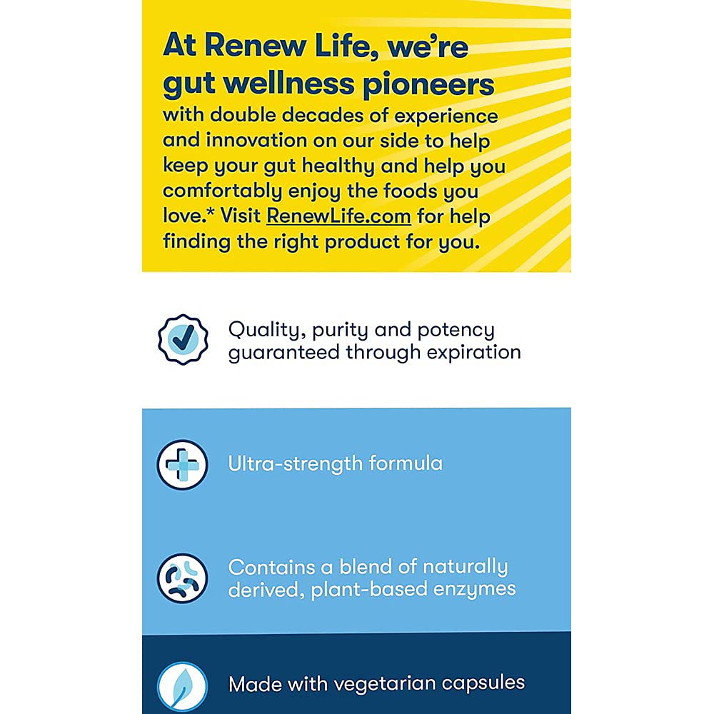 Renew Life Adult Digestive Enzymes, Dietary Supplement Enhances Digestion & Nutrient Absorption, Helps Relieve Gas, Bloating & Indigestion, Dairy, Soy & Gluten Free, 90 Capsules