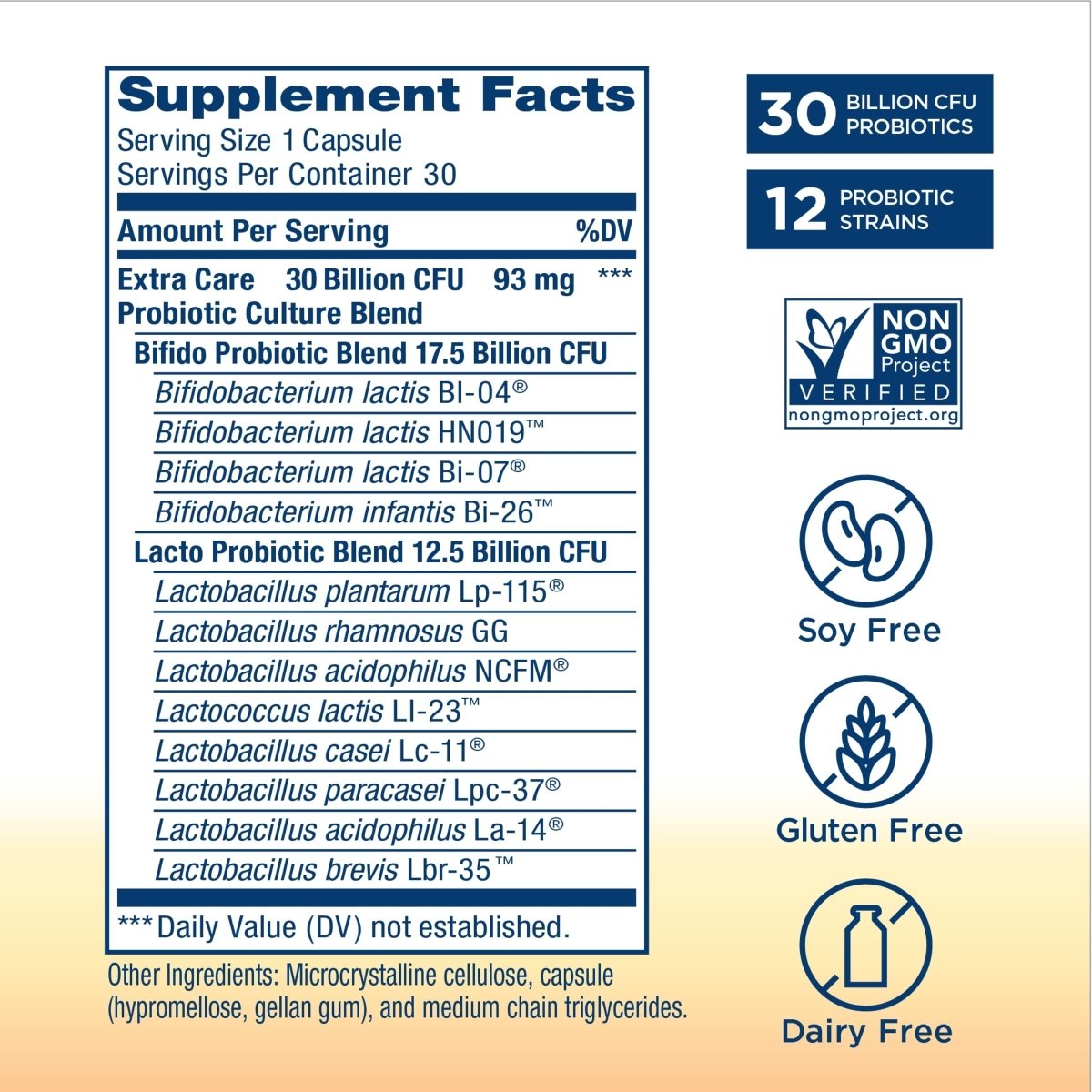 Renew Life Adult Probiotics, 30 Billion CFU Guaranteed, Extra Care Go-Pack, Probiotic Supplement for Digestive & Immune Health, Shelf Stable, Gluten Dairy & Soy Free, 30 Capsules