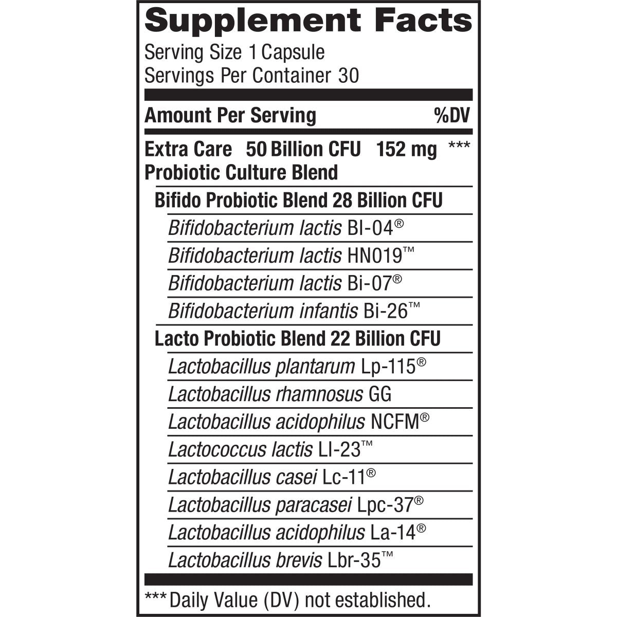 Renew Life Adult Probiotics, 50 Billion CFU Guaranteed, Extra Care Go-Pack, Probiotic Supplement for Digestive & Immune Health, Shelf Stable, Gluten Dairy & Soy Free, 30 Capsules