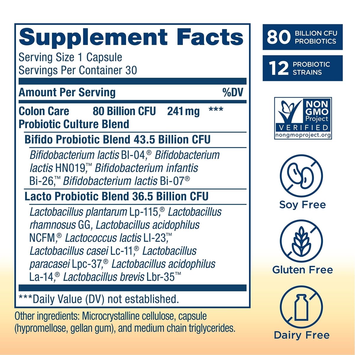 Renew Life Adult Probiotics, 80 Billion CFU Guaranteed, Colon Care Probiotic Supplement for Digestive, Immune, Shelf Stable, Gluten Dairy & Soy Free, 60 Capsules