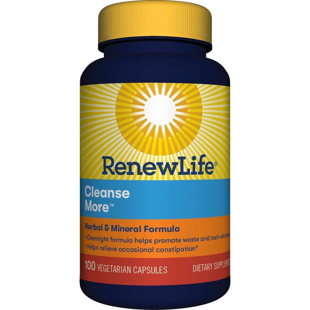 Renew Life Detox Cleanse More - Relieve Bloating and Restore Regularity - Overnight Constipation Relief - Soy, Dairy & Gluten Free - 100 Capsules