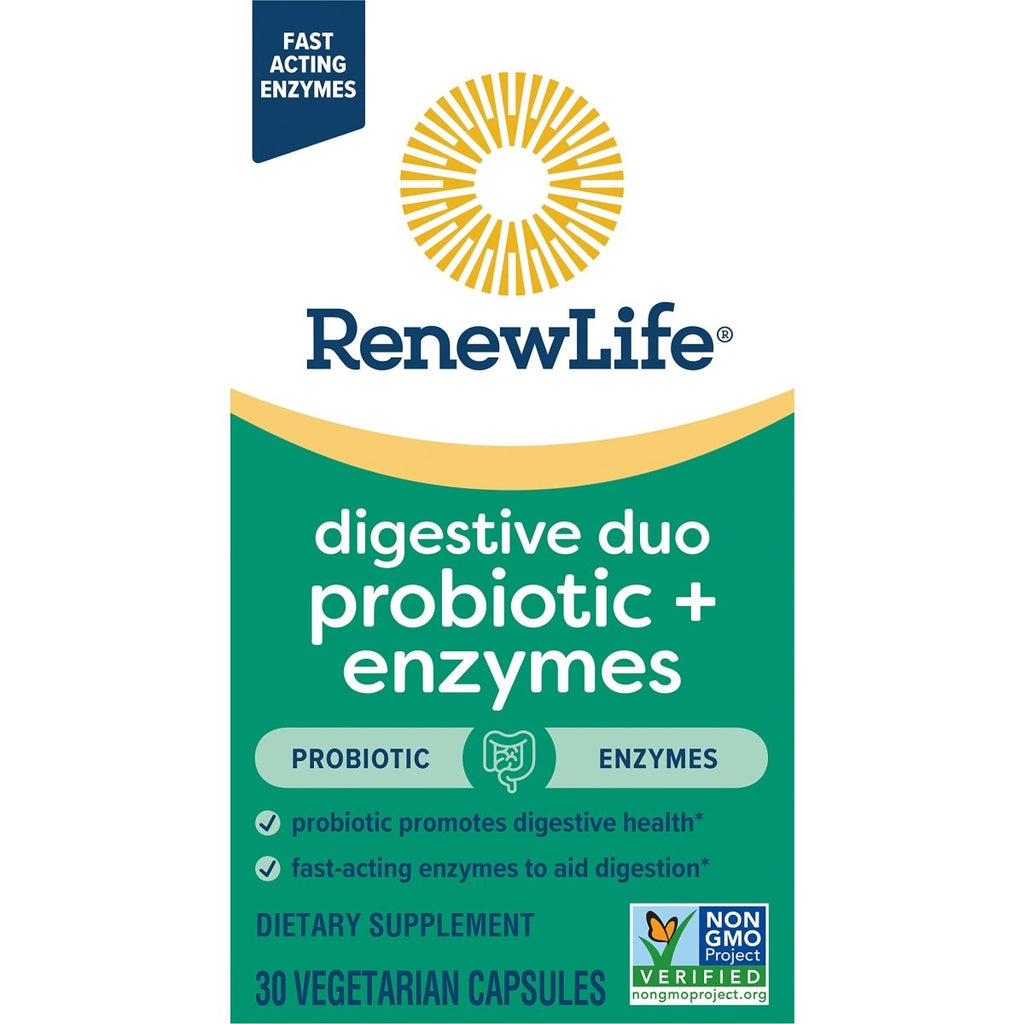 Renew Life Digestive Duo Probiotic + Enzymes 30 Vcaps