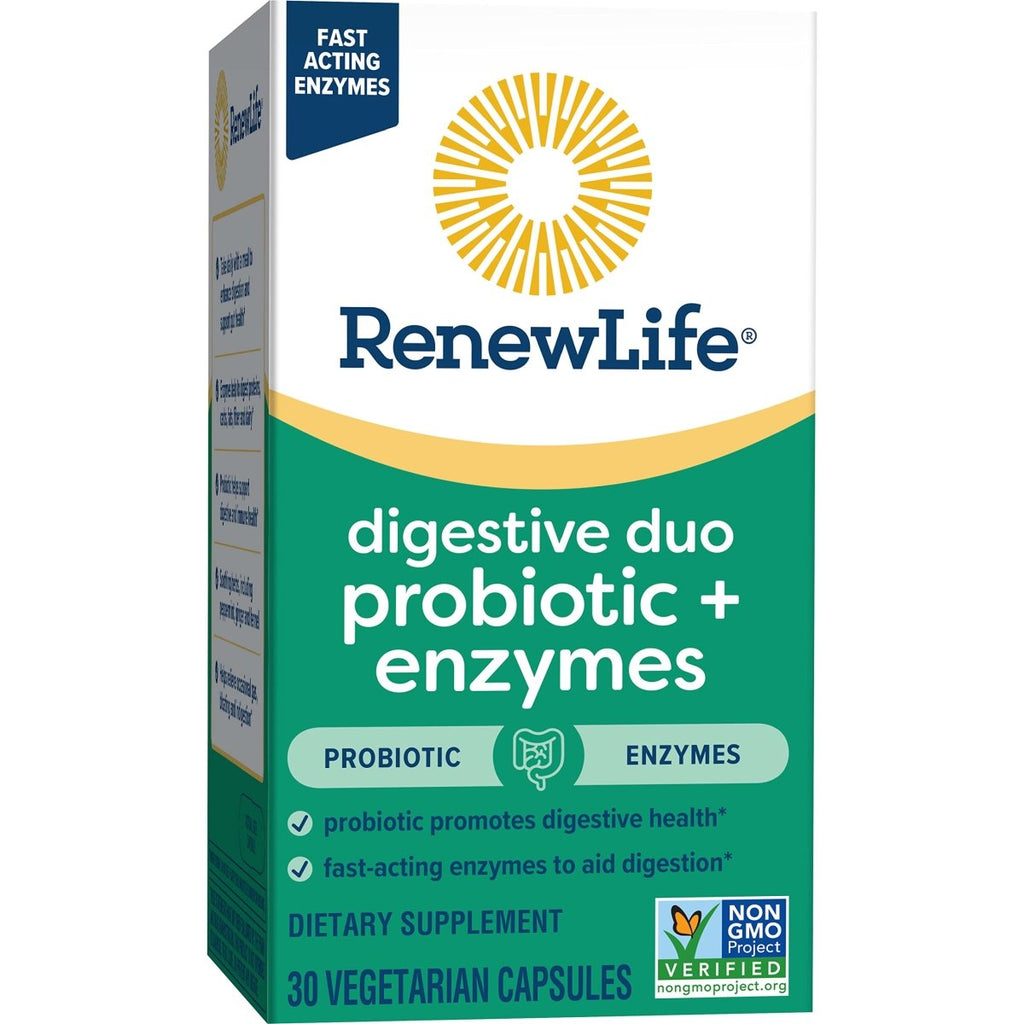 Renew Life Digestive Duo Probiotic + Enzymes 30 Vcaps