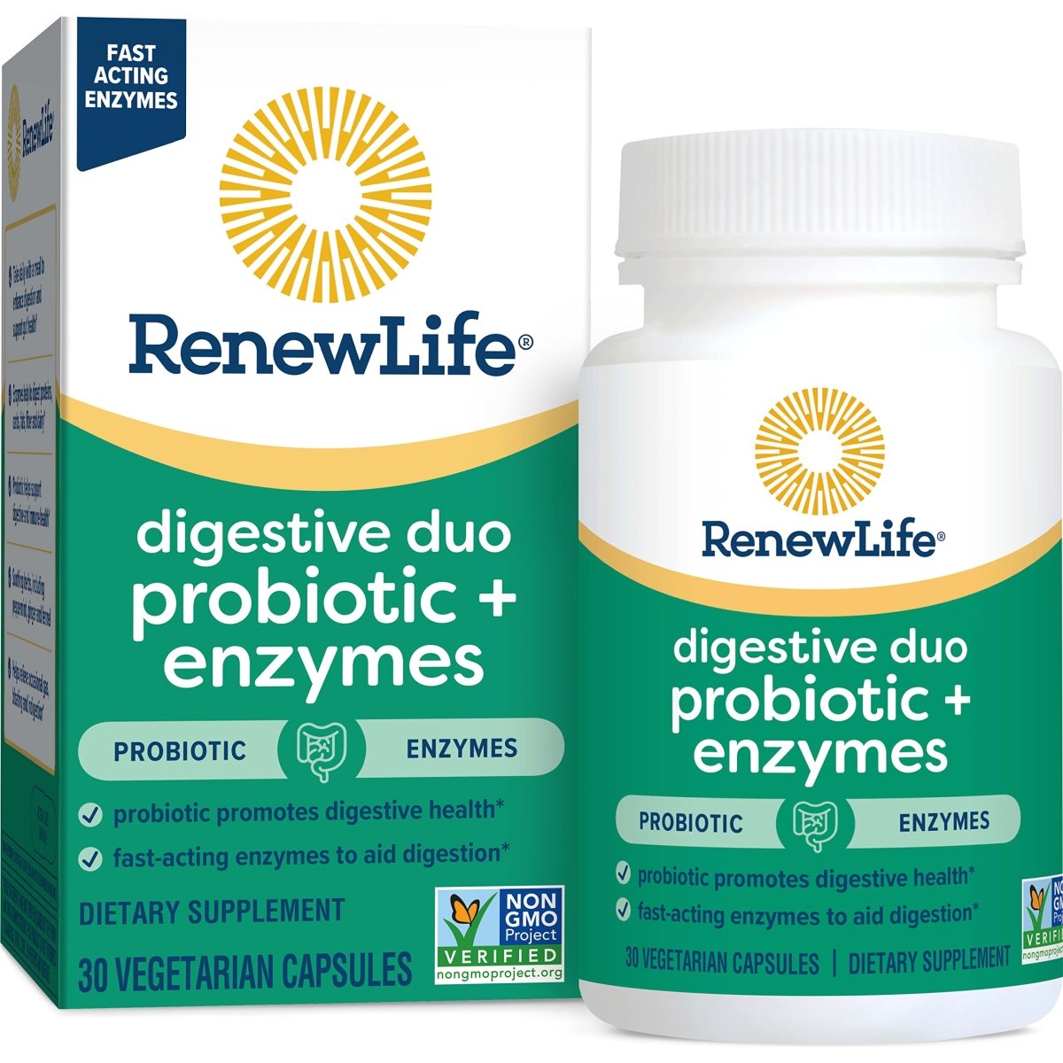 Renew Life Digestive Duo Probiotic + Enzymes 30 Vcaps