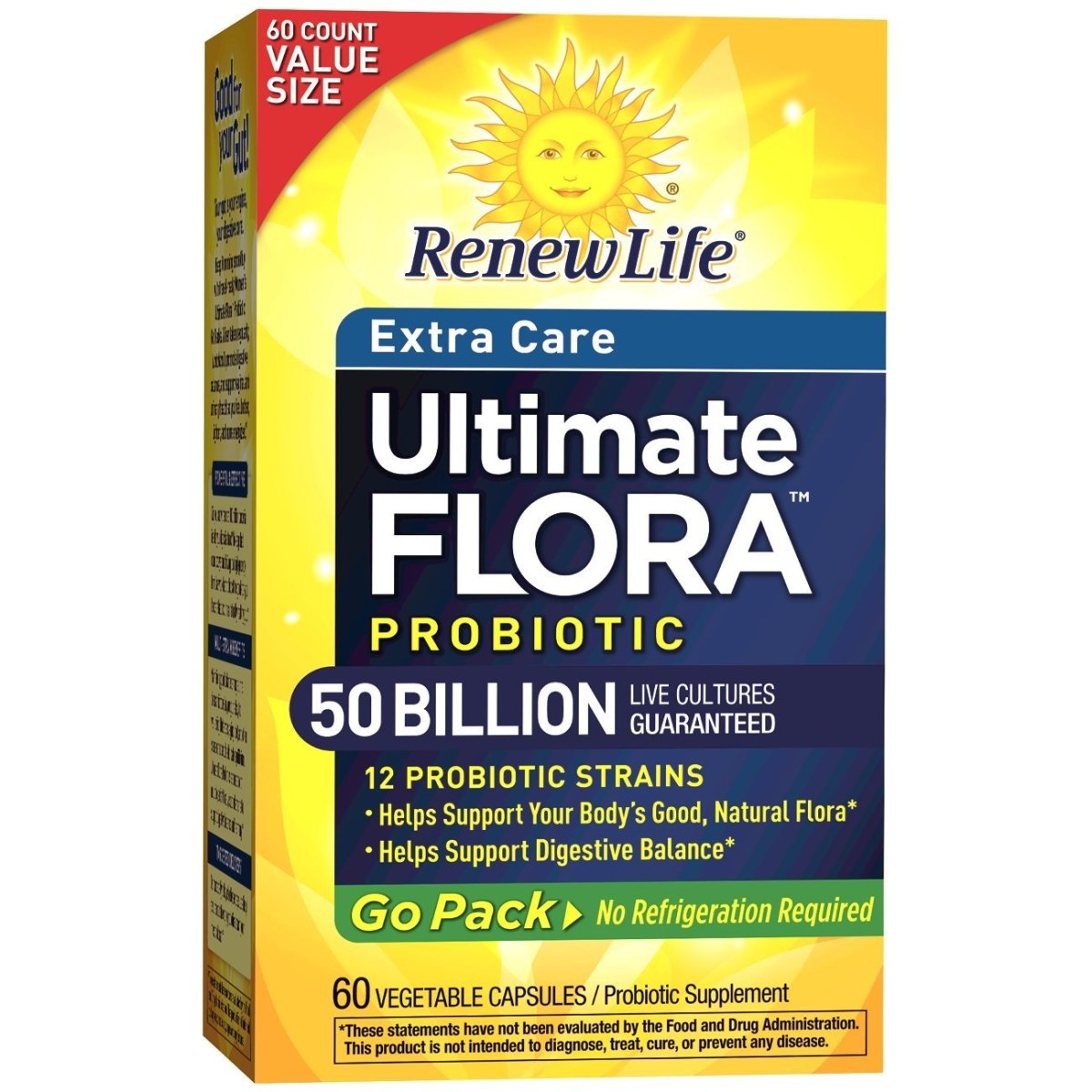Renew Life Extra Care Ultimate Flora Probiotic 50 Billion Go Pack, 60 CT
