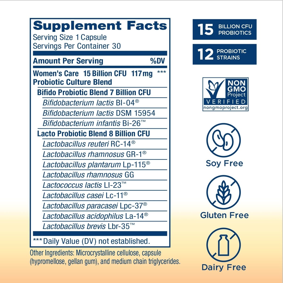 Renew Life Probiotics for Women, 15 Billion CFU Guaranteed, Probiotic Supplement for Digestive, Vaginal & Immune Health, Shelf Stable, Soy, Dairy & Gluten Free, 30 Capsules
