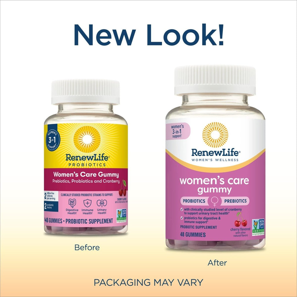 Renew Life Probiotics for Women Gummies, 2 Billion CFU, with Prebiotics, Probiotics & Cranberry, 48 Gummies