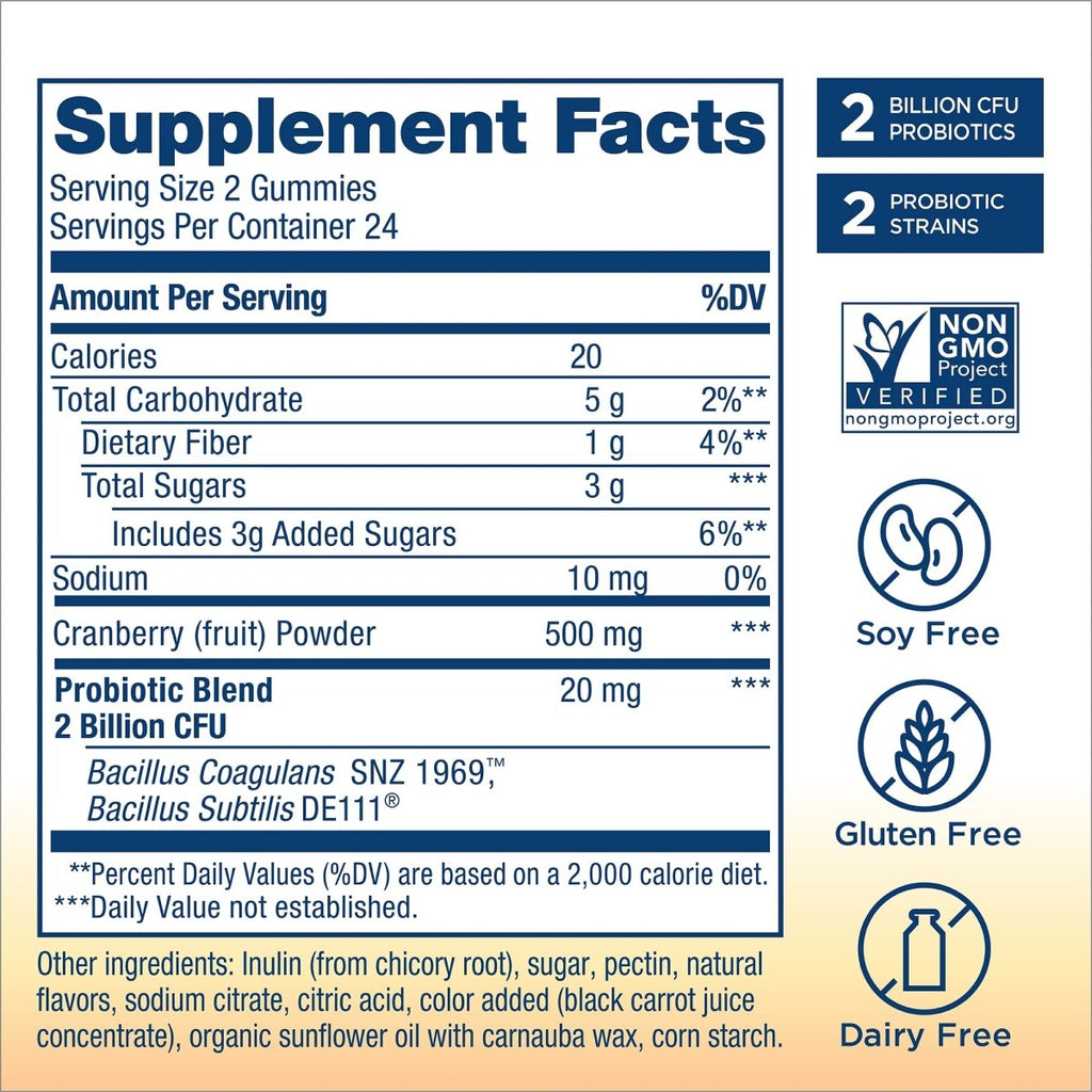 Renew Life Probiotics for Women Gummies, 2 Billion CFU, with Prebiotics, Probiotics & Cranberry, 48 Gummies