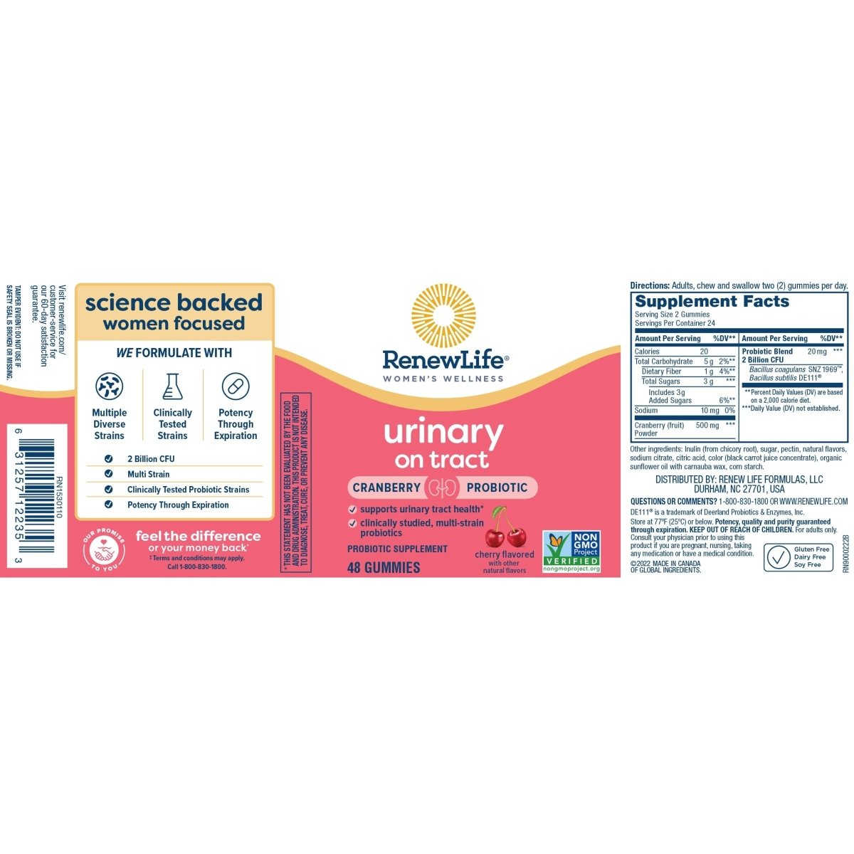 Renew Life Probiotics for Women - Support Urinary Tract Health, 2 Billion CFU, 48 Gummies