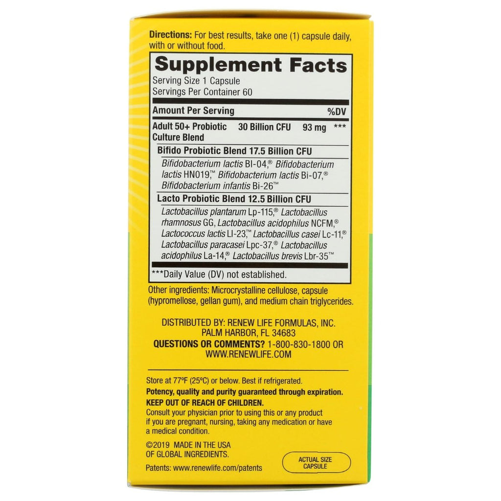 RENEW LIFE Ultimate Flora Adult 50+ Probiotic 30 Billion, 60 CT