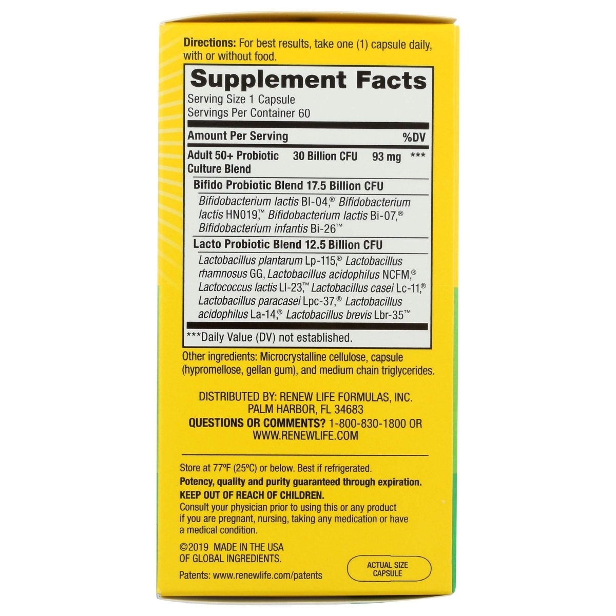 RENEW LIFE Ultimate Flora Adult 50+ Probiotic 30 Billion, 60 CT