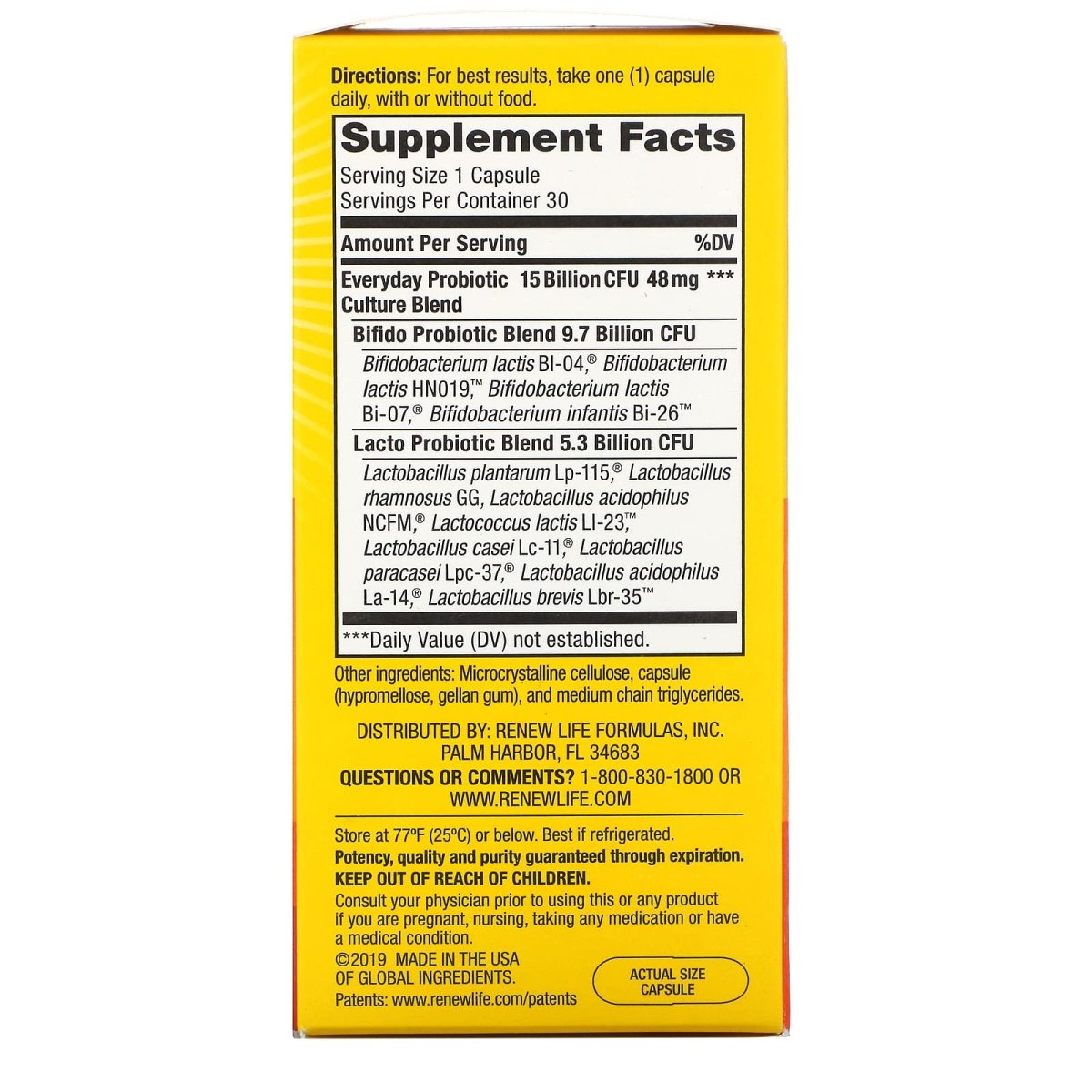 RENEW LIFE Ultimate Flora Everyday Probiotic 15 Billion, 30 CT