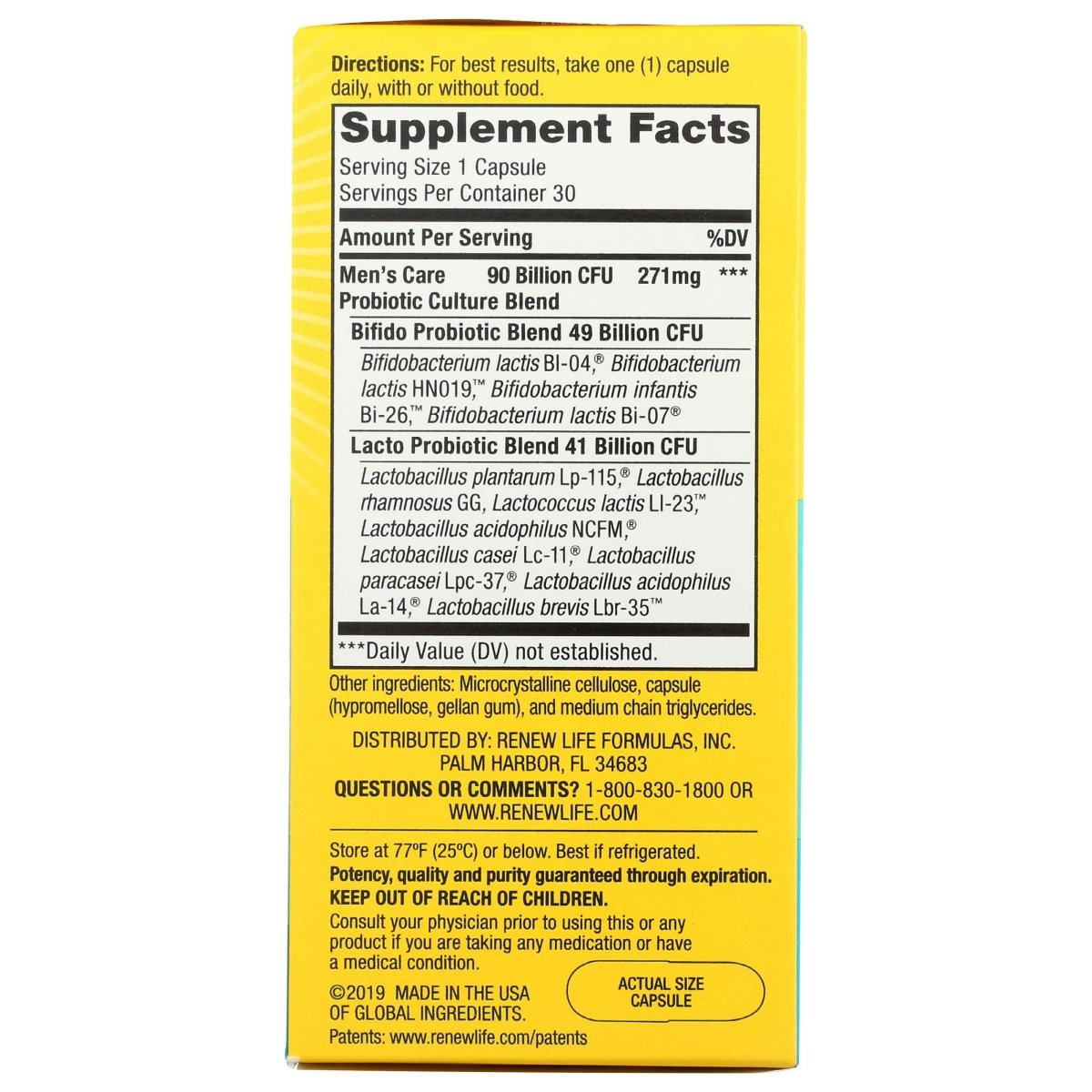 Renew Life Ultimate Flora Men's Care Probiotic - 30 Capsules