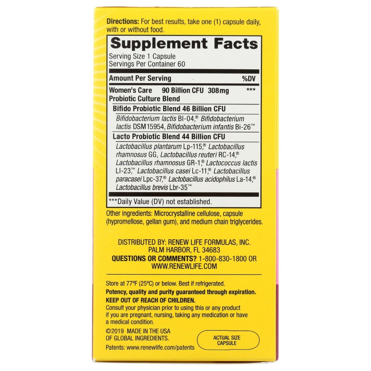 RENEW LIFE Ultimate Flora Women's Care Probiotic 90 Billion, 60 CT