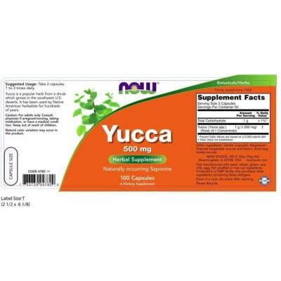 Now Foods Yucca 500mg 100 Capsules - 4780 - 4 Pack