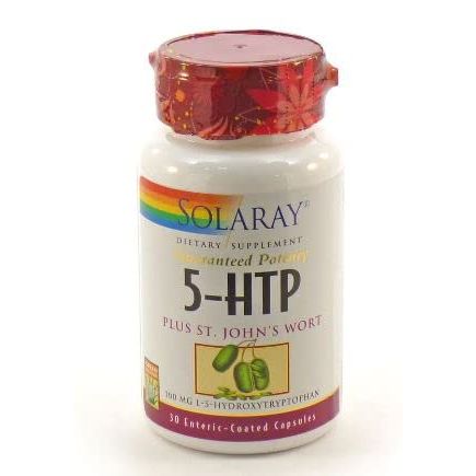 SOLARAY 5-HTP Plus St John's Wort - 30 Enteric-Coated Capsules - 100 mg - 30 Servings