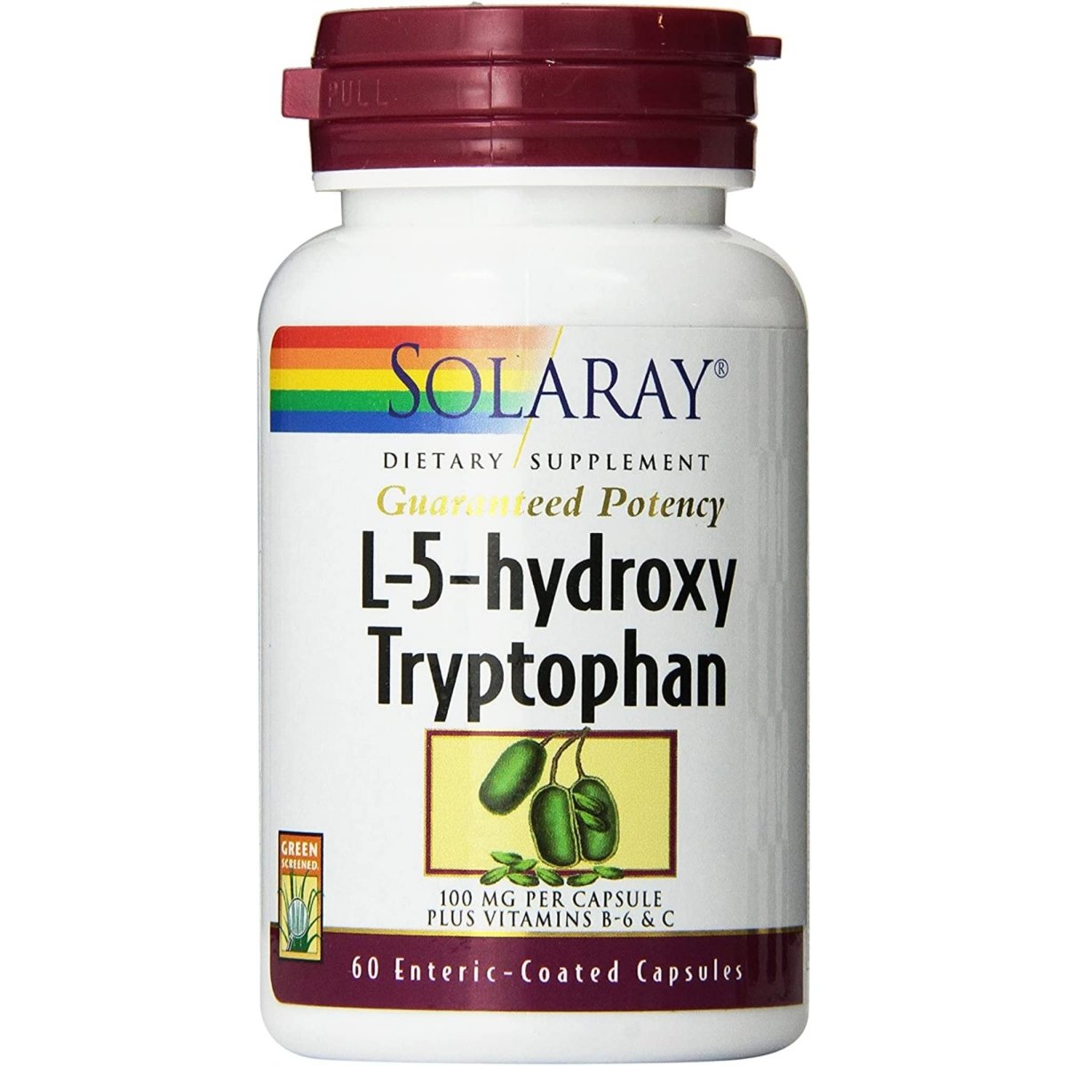 SOLARAY 5 HTP Supplement with Vitamin C & B-6 - Sleep Supplement and Serotonin Synthesis Support - Lab Verified, 60-Day Money-Back Guarantee - 60 Servings, 60 Enteric Coated VegCaps