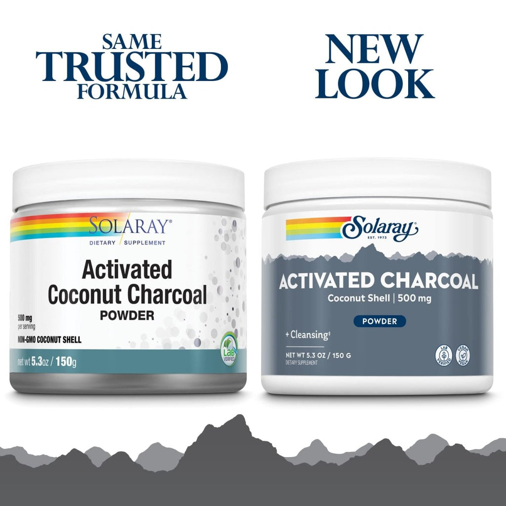 SOLARAY Activated Coconut Charcoal Powder - Support Healthy Cleansing & Digestive Tract in 500 mg, 300 Servings