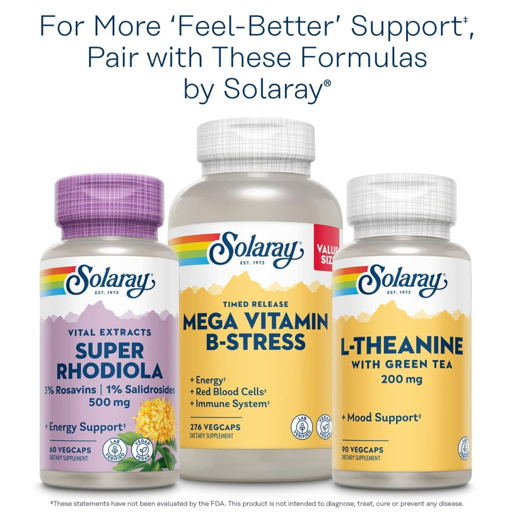 SOLARAY Adrenal Caps Freeze Dried, Veg Cap (Btl-Plastic) 170mg 60ct