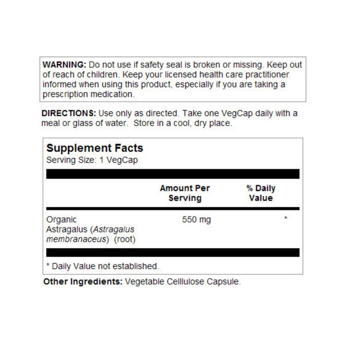 SOLARAY Astragalus Root 550mg | Healthy Immune Function & Stress Support | Adaptogen Herb | Non-GMO & Vegan | 100 VegCaps