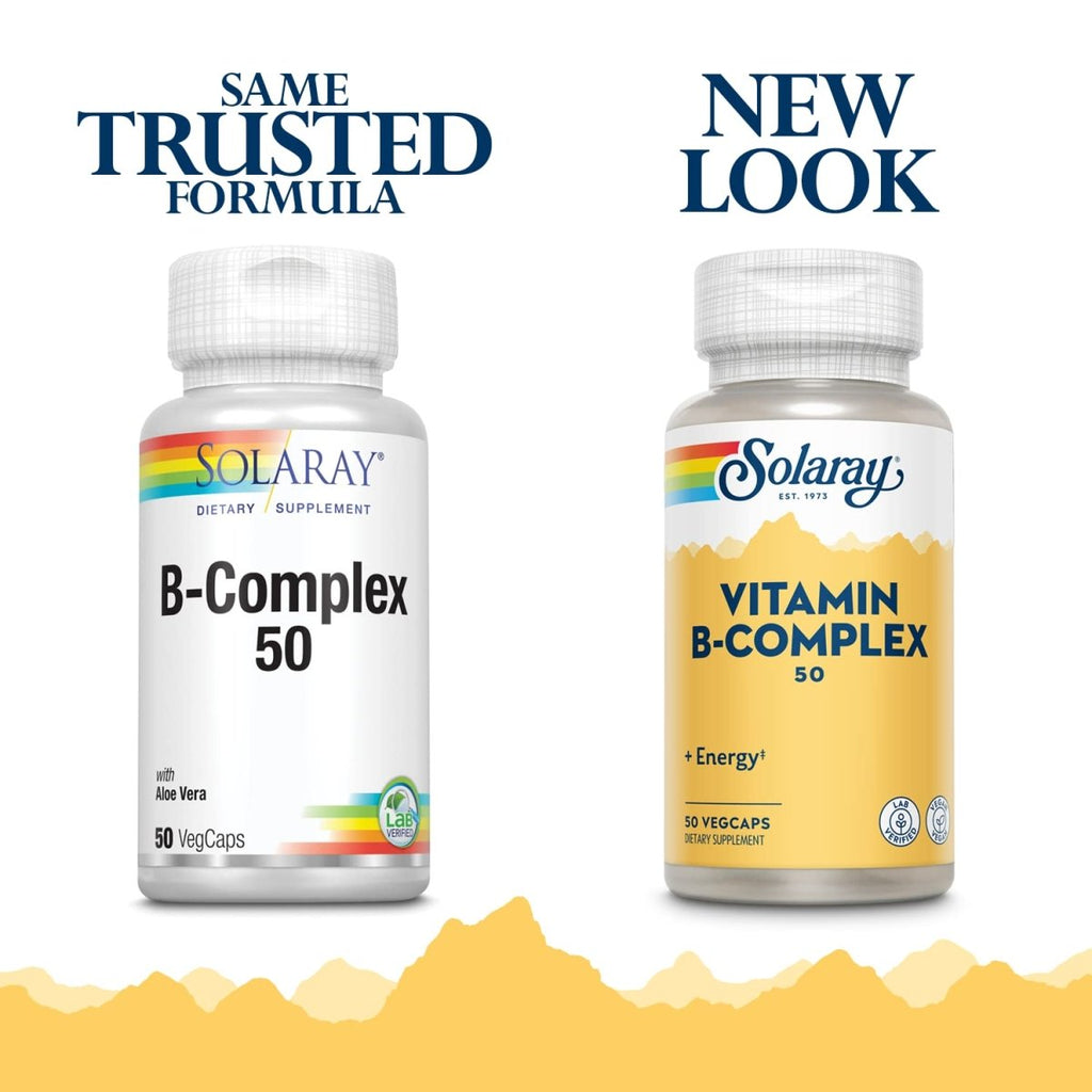 SOLARAY B-Complex Supplement, 50mg, 50 Count