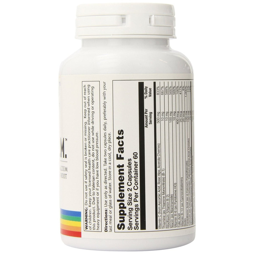 Solaray B-Stress PM Supplement | Comprehensive B-Vitamin Complex with Relaxation Support | 120 Capsules  04231