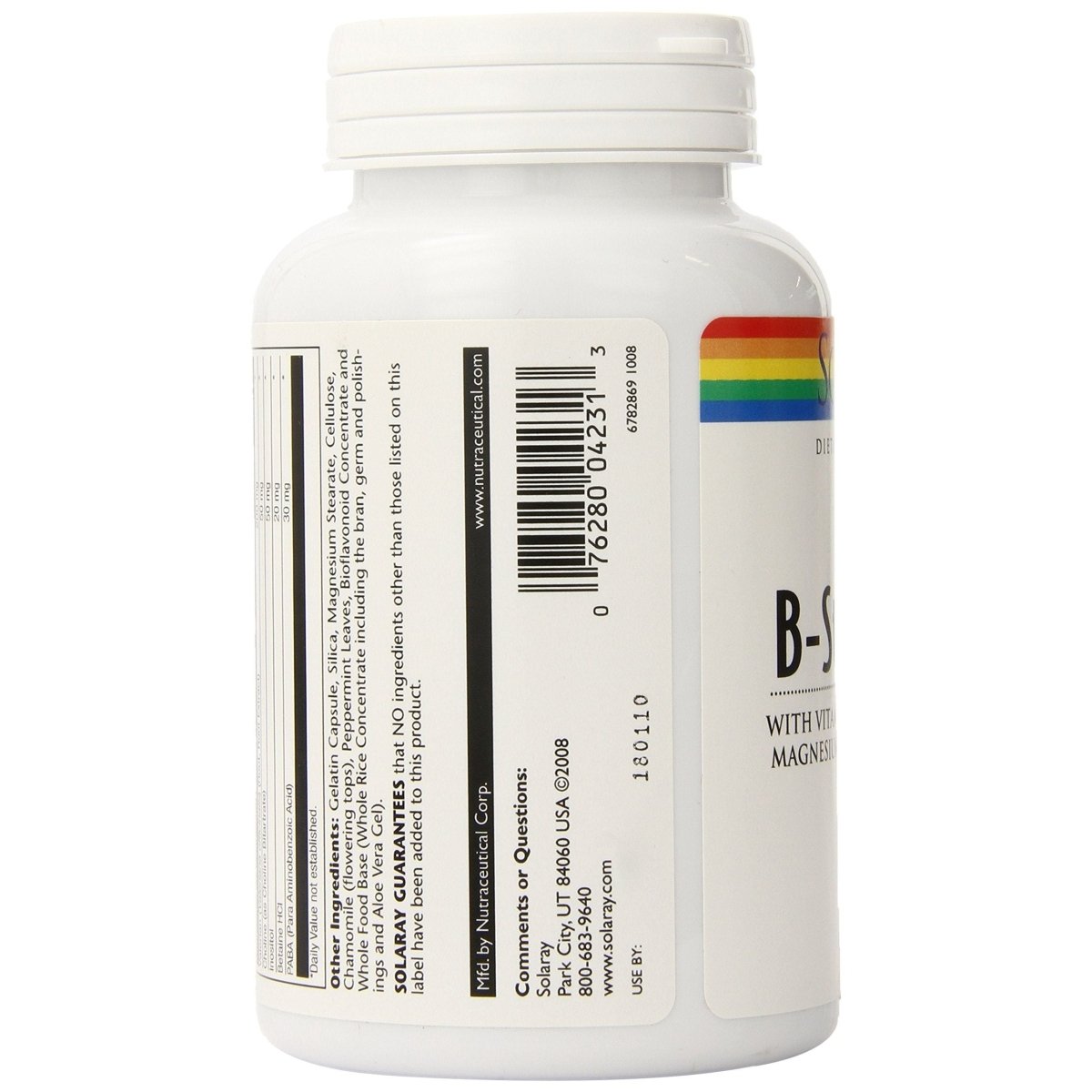Solaray B-Stress PM Supplement | Comprehensive B-Vitamin Complex with Relaxation Support | 120 Capsules  04231