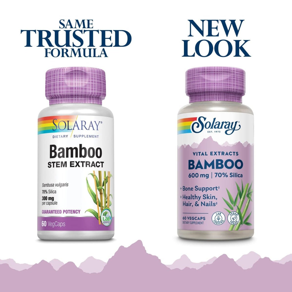 Solaray Bamboo Stem Extract 600mg | Healthy Hair, Skin, Nails, Bones & Connective Tissue Support | Non-GMO, Vegan & Lab Verified | 60 VegCaps
